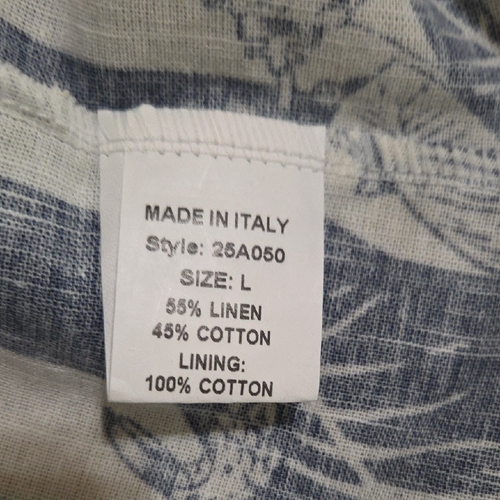 NWT Spighe Di Lino Large Navy Floral Lightweight Midi Dress With Pockets - Picture 6 of 10